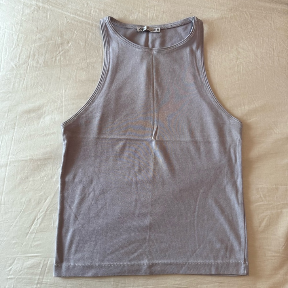 Zara Purple Fitted Sleeveless Tank Top